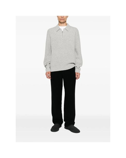 Samsøe & Samsøe Gray Quarter-Zip Merino Wool Sweater T-Shirts And Polos for men