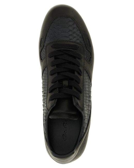 Rick Owens Black Lamb Leather Low Top Sneakers for men