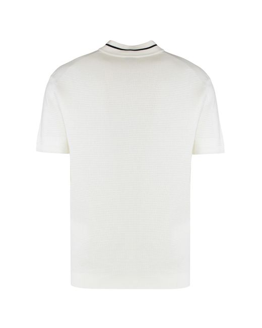 Boss White Cotton Blend Polo With Zipper Collar Lyocell Shirts for men