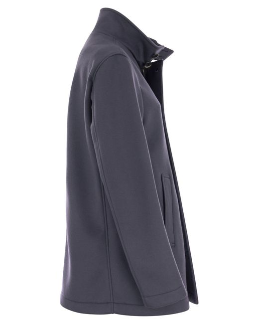 Herno Blue Wool And Cashmere Double-Breasted Coat for men