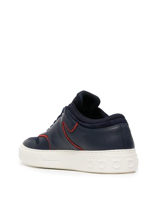 Ferragamo Blue Ferragamo Borg Logo Low-Top Sneakers for men