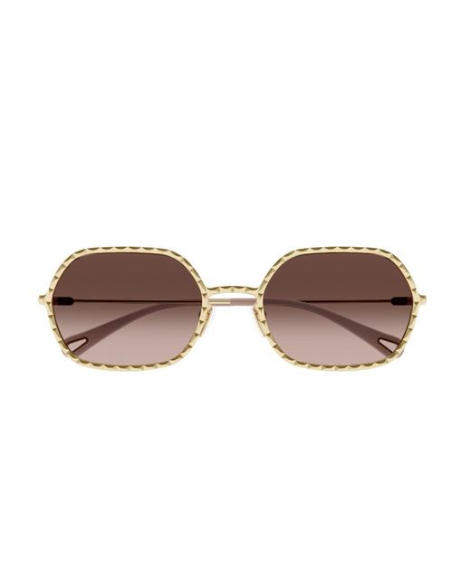 Chloé Brown Rectangular Frame Sunglasses