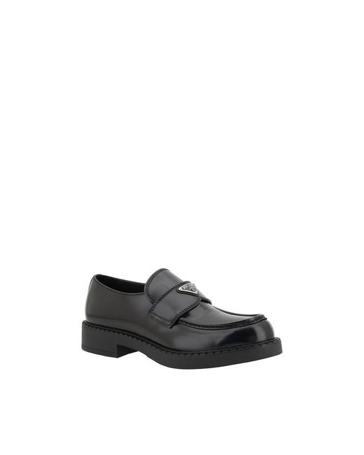 Prada Black Calf Leather Bos Taurus Platform Loafers for men
