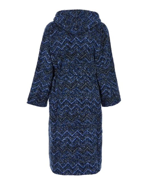 Missoni Blue Azul Bathrobe With Zig Zag Motif