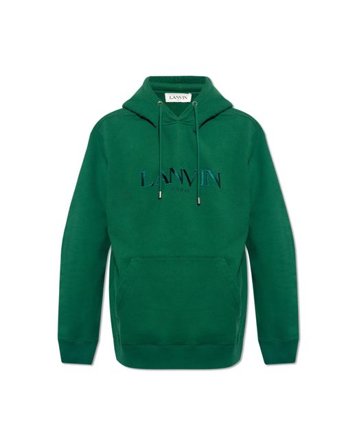 Lanvin Green Hoodie With Logo for men