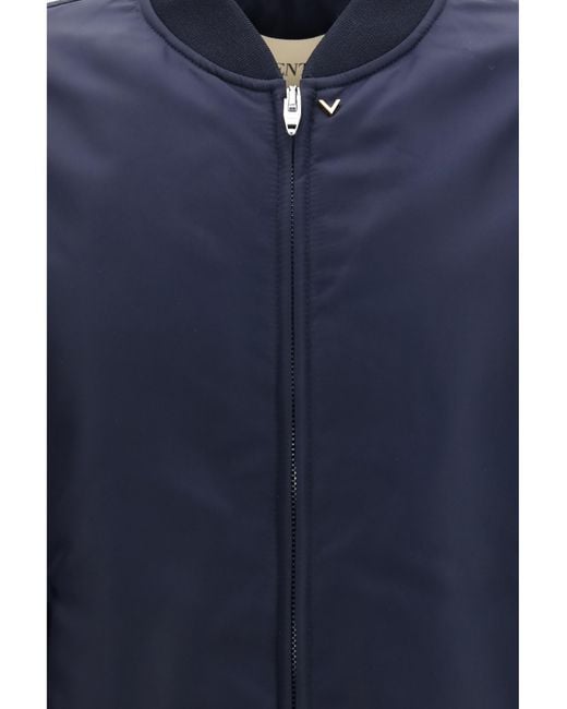 Valentino Blue Nylon Jacket With Ruffles Polyamide for men