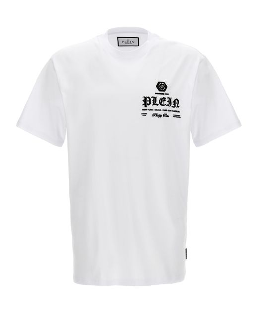 Philipp Plein White Rubberized Logo T-shirt for men