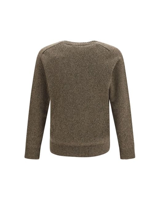 Brooksfield Green Crewneck Sweater Fleece Wool Ovis Aries for men