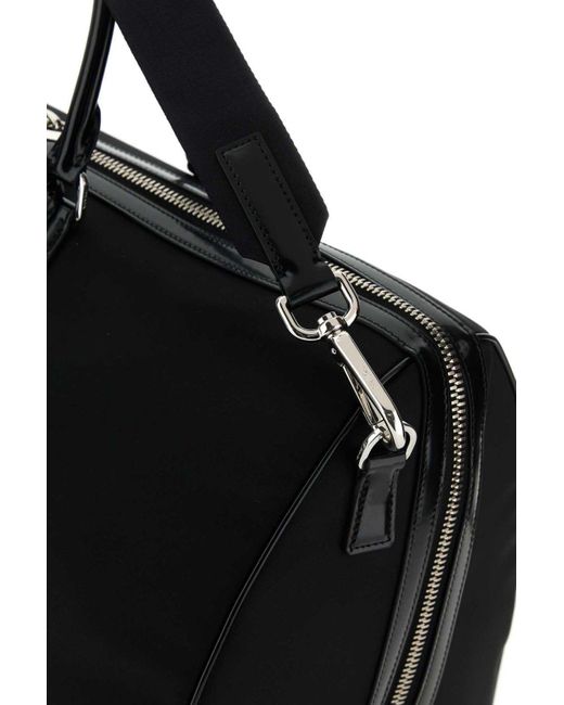 Prada Black Triangle-Logo Zipped Tote Bag