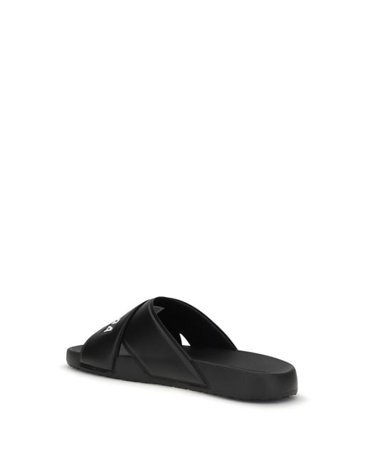 Balenciaga Black Cross-Logo Slides Rubber Sandal for men