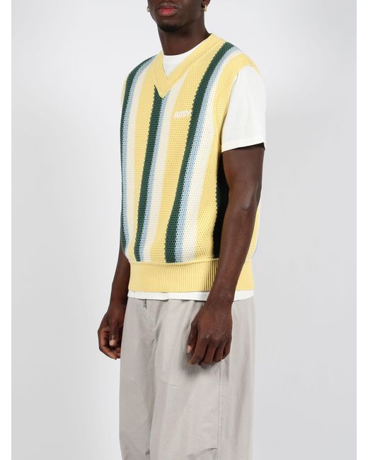 Autry Green Cotton Knit Vest for men