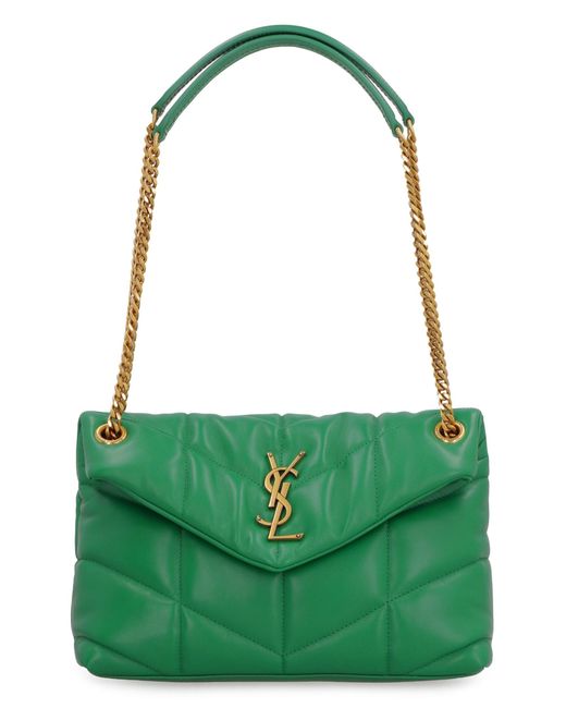 Saint Laurent Puffer Leather Crossbody Bag in Green Lyst