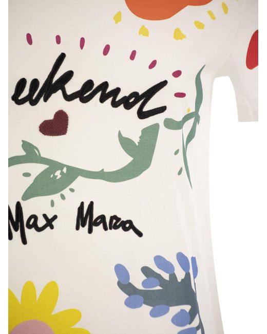Weekend by Maxmara White Cinema Jersey T Shirt With Print
