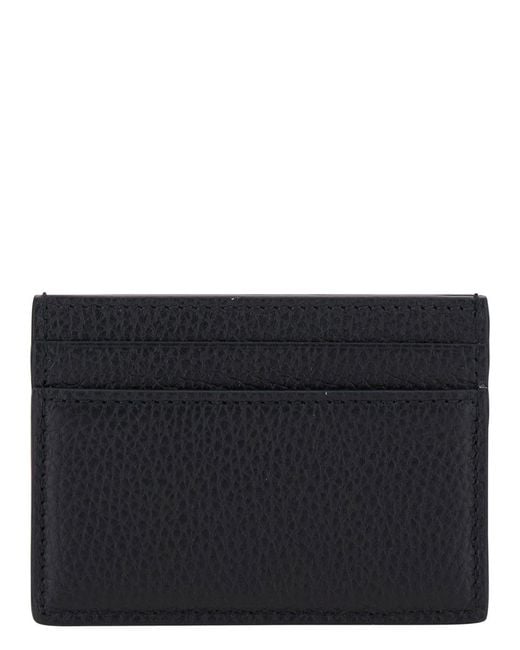 Gucci Black Card Holder Grained Leather Calfskin Accessory for men