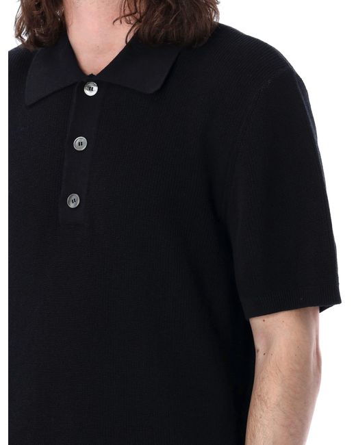 Our Legacy Black Traditional Knit Polo Shirt for men