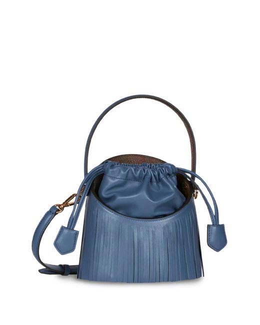 Etro Blue Light Saturno Mini Bag With Fringes