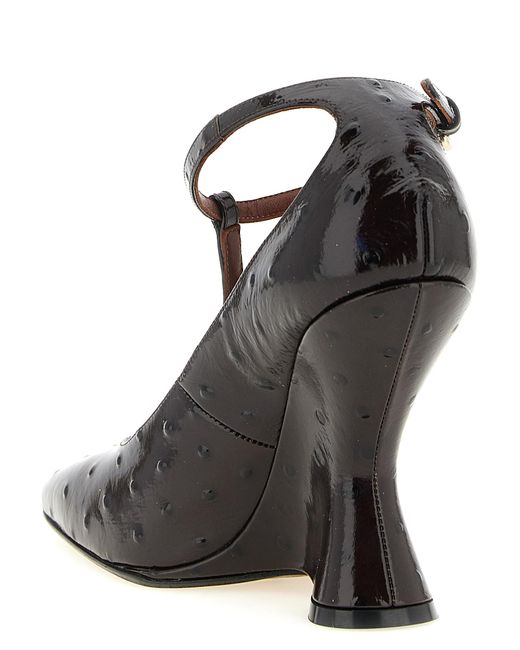 Dries Van Noten Red Calfskin Wedge Sandals