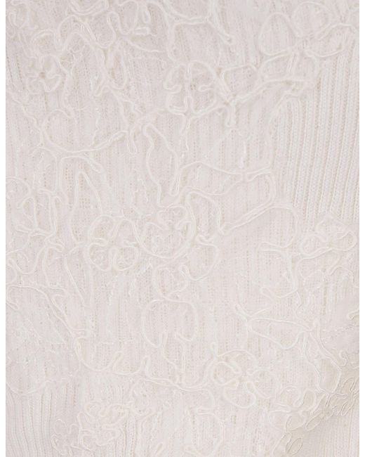 Ermanno Scervino White Ribbed Tank Top With Lace