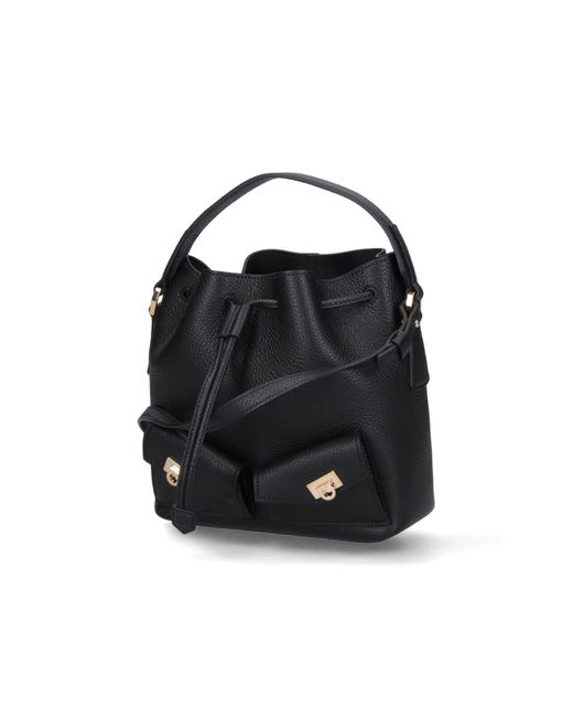 Ferragamo Black "Hug" Mini Bucket Bag