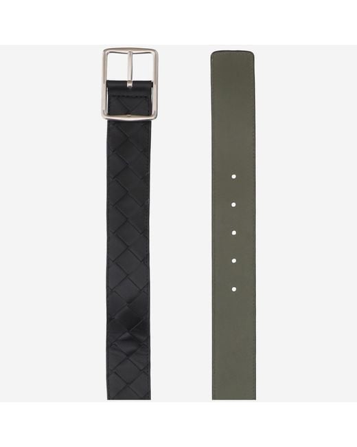 Bottega Veneta Black Leather Belt Reversible- Calf for men