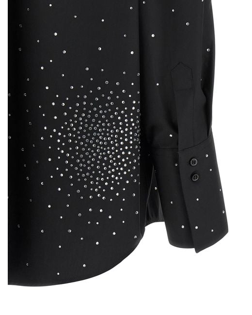 GIUSEPPE DI MORABITO Black Rhinestone Shirt Cotton Shirt, Blouse