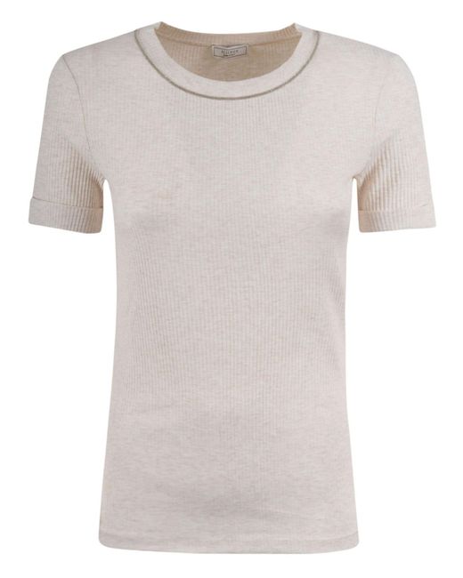 Peserico Gray Round Neck T-Shirt
