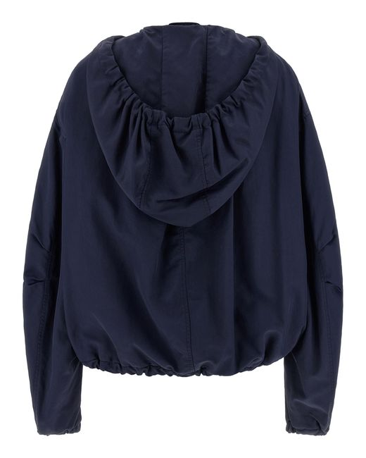 The Attico Blue Hooded Bomber Jacket