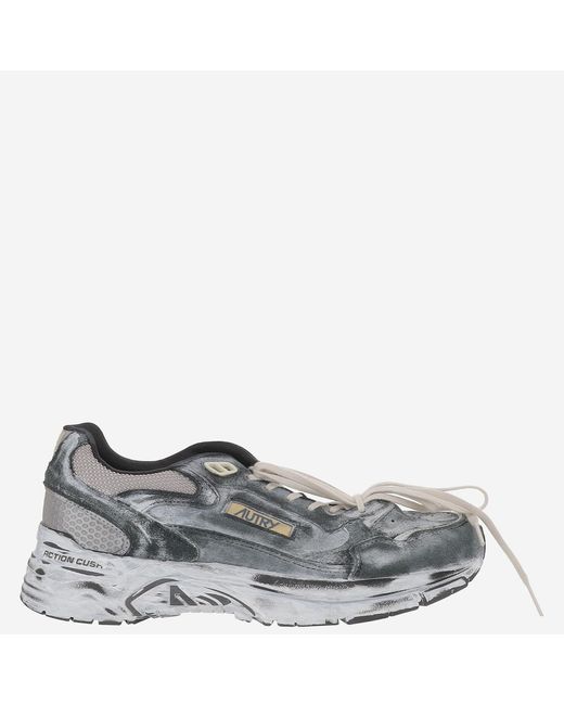 Autry Gray Sneakers Super Vintage Leather And Fabric Trainers for men