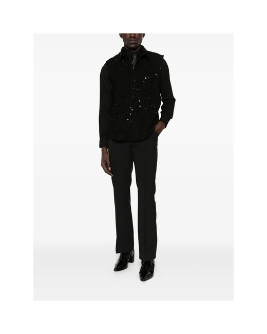 Ernest W. Baker Black Pressed-Crease Flared Trousers for men