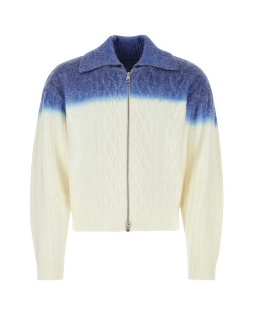 Adererror Blue Two-Tone Stretch Acrylic Blend Cardigan for men