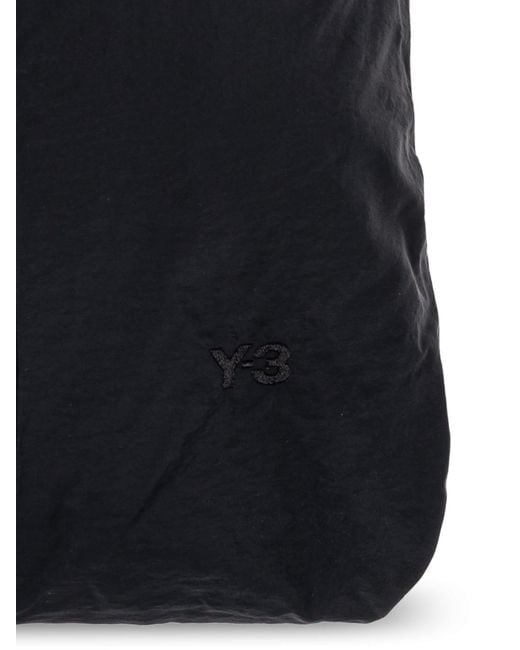Y-3 Black Padded Stripes Logo Tote Bag
