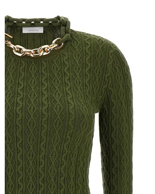 Rabanne Green Necklace Sweater Wool Sweater, Cardigans