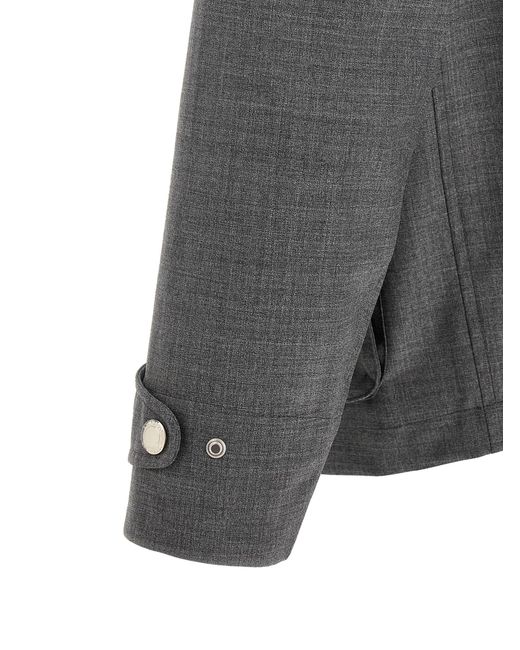 Brunello Cucinelli Gray Virgin Wool Full-Length Jacket Clothing for men