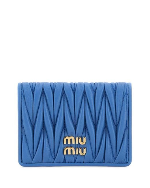 Miu Miu Blue Cerulean Nappa Leather Card Holder