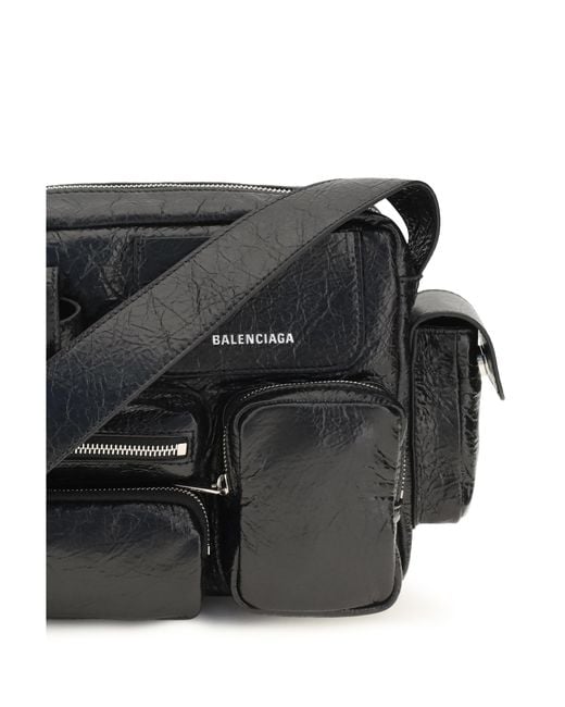 Balenciaga Black Superbusy Messenger Shoulder Bag Lamb Ovis Aries for men