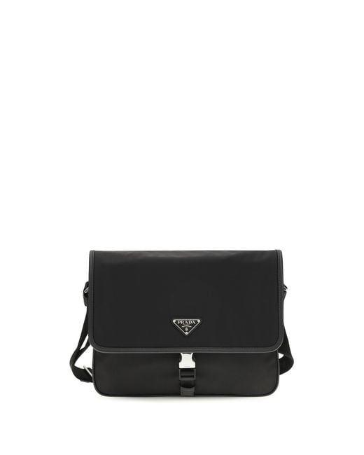 Prada Black Re-Nylon And Saffiano Shoulder Bag Recycled Polyamide for men