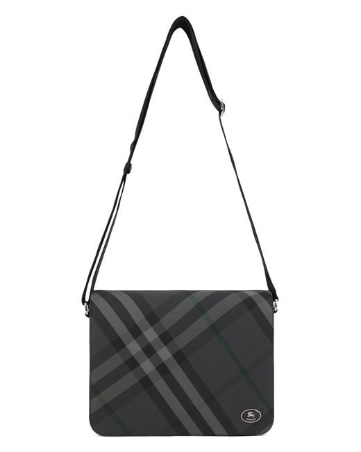 Burberry Black Messenger Bag Grid Polyamide for men