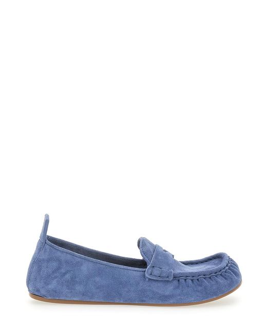 Acne Blue Loafers, Suede Calf Leather