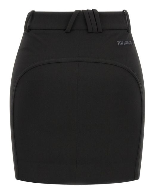 The Attico Black Viscose Long Skirt