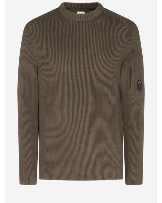 C P Company Brown Cotton-Blend Knit Sweater for men