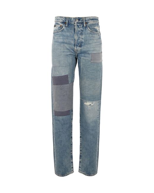Polo Ralph Lauren Blue Straight Denim Trousers With Patches