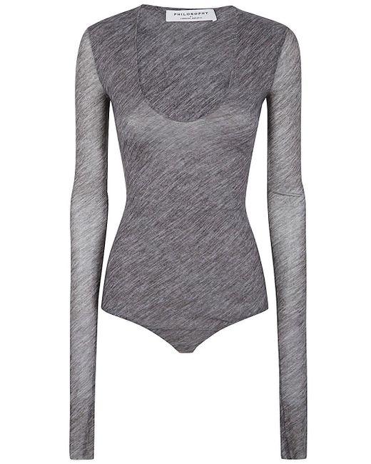 Philosophy Di Lorenzo Serafini Gray Tulle Stretch Printed Body