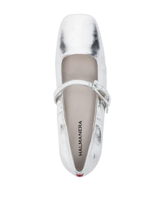 Halmanera White Page Metallic Ballerina Shoes