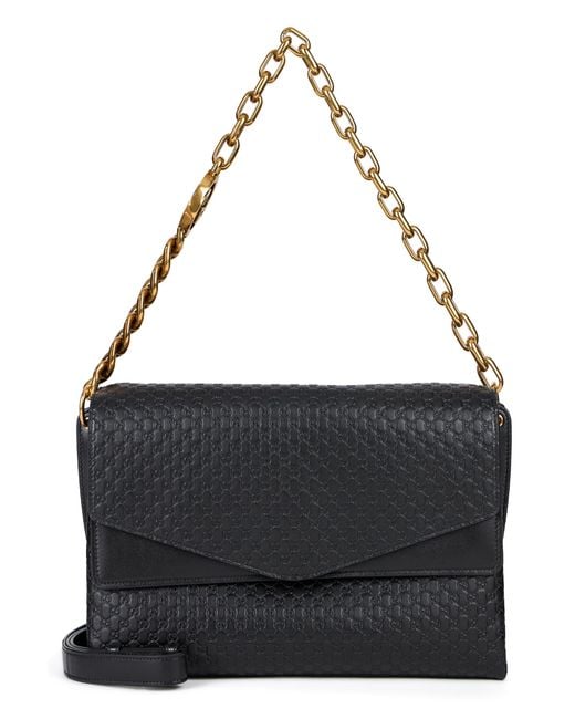 Gucci Black Leather Handbag Gg Monogram Calf Skin Handbags