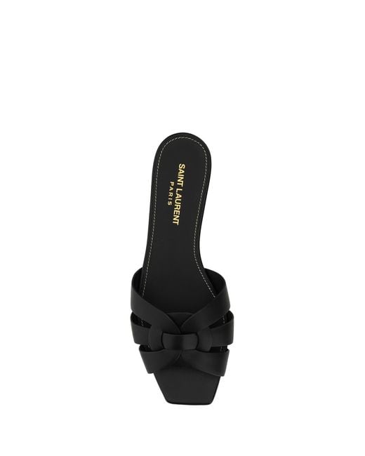 Saint Laurent Black Leather Sandals
