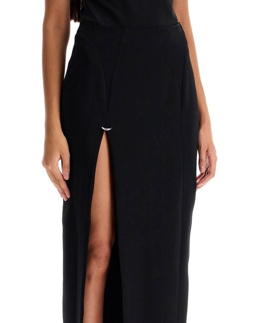 Mugler Black Viscose Crêpe Piercing Slit Skirt