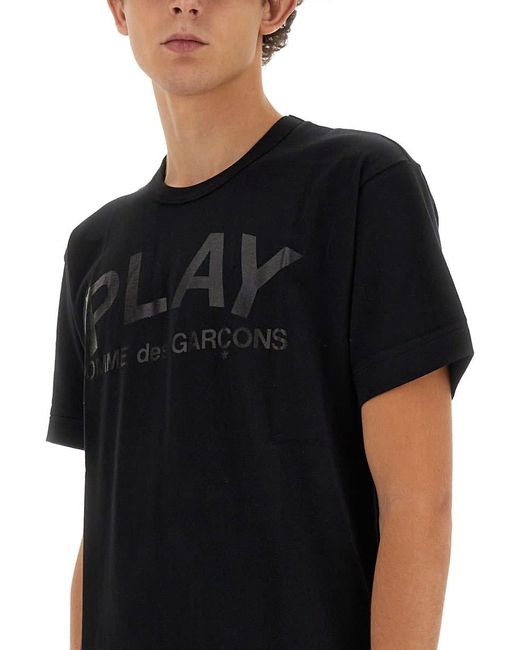 COMME DES GARÇONS PLAY Black T-Shirt Con Stampa Logo for men