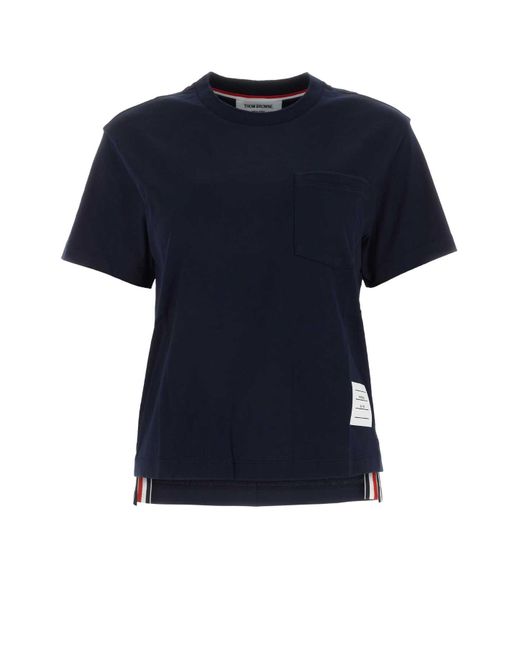 Thom Browne Blue Logo Cotton T-Shirt