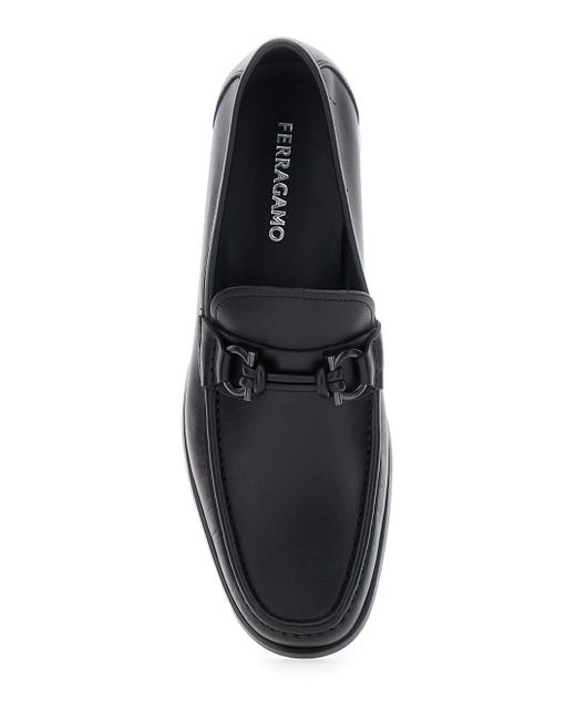 Ferragamo White 'Alain' Loafers With Almond Toe And Gancini On The Front for men