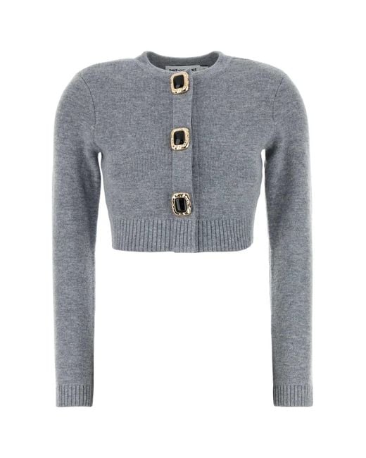 Self-Portrait Gray Grey Stretch Wool Blend Cardigan